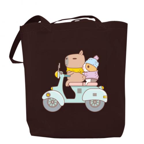 Шоппер Копибара и морская свинка 37x41 см Шоколадный (12745657-12-181686)