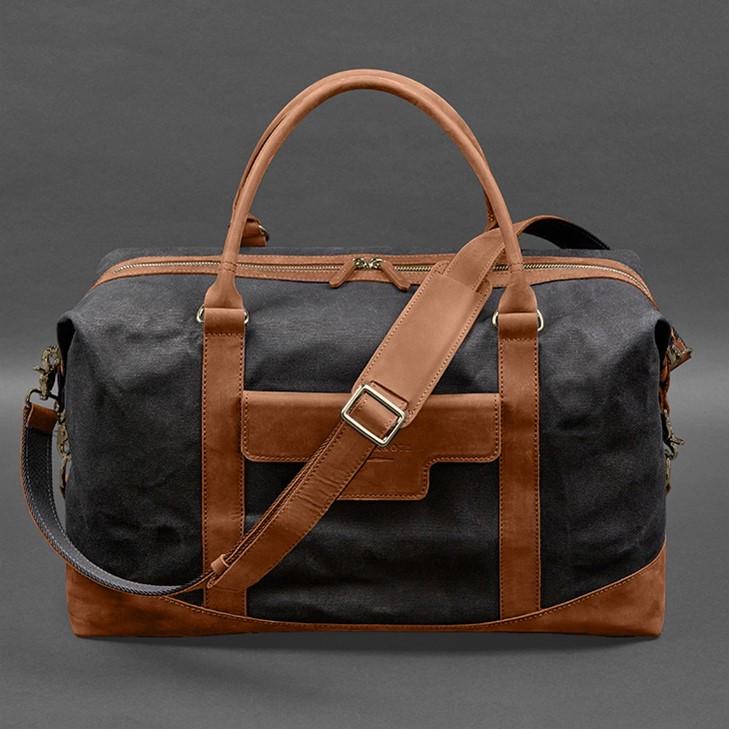 Дорожня сумка з канвасу та натуральної шкіри Crazy Horse Світло-коричневий (A-028160) - фото 3