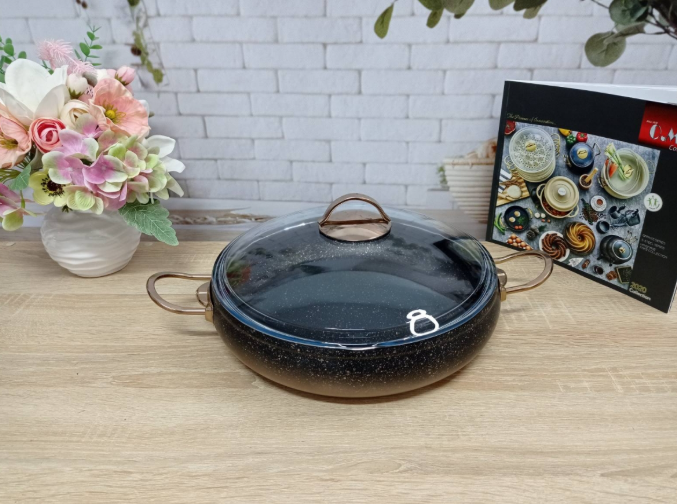 Сотейник с крышкой OMS алюминиевый с антипригарным покрытием 4 л Bronze (3341-30-bronze) - фото 9