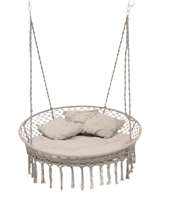 Кресло-качеля подвесное WCG плетеное круглое с мягкой подушкой 140 см Серый (28434333) Кресло-качеля подвесное WCG плетеное круглое с мягкой подушкой 140 см Серый (28434333)