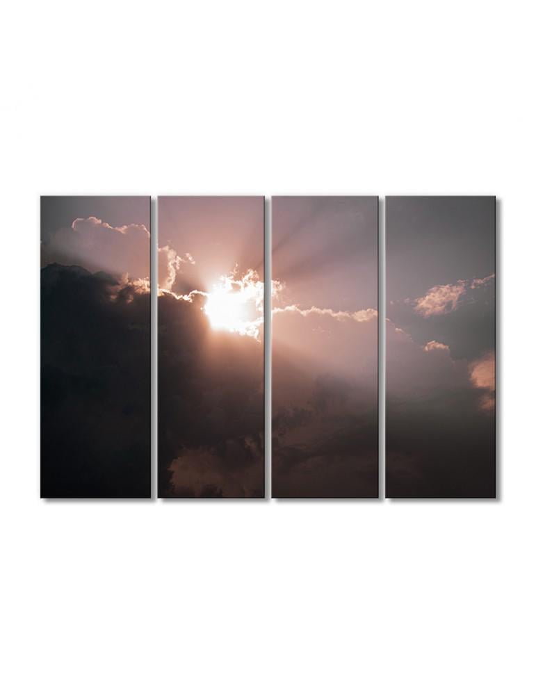 Картина модульная Солнце из-за облаков 4 модуля 70x105 см