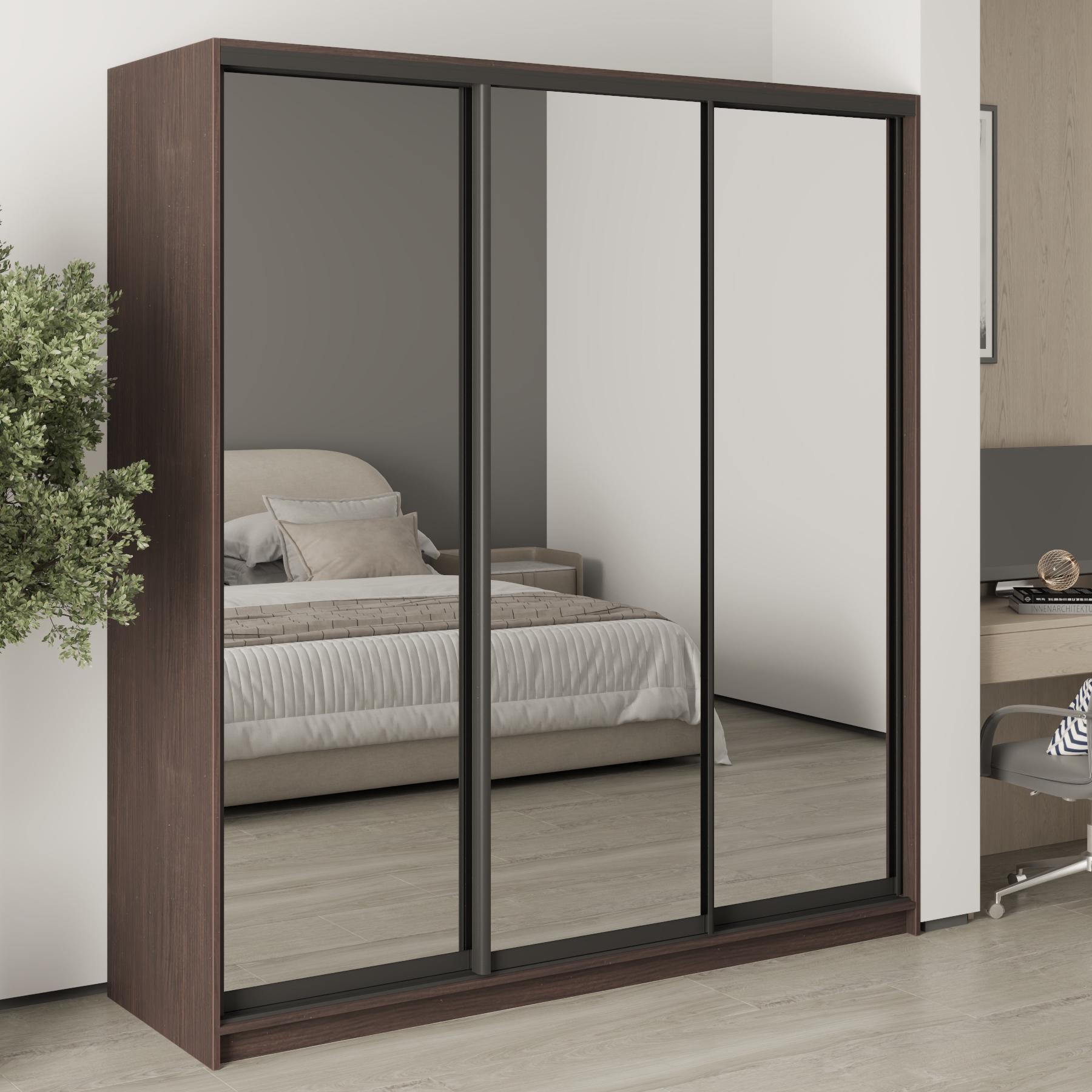 Шкаф-купе трехдверный MebelStar Стандарт BG 3 Зеркала 190x45x210 см Дуб ристрето (MBS-8509)