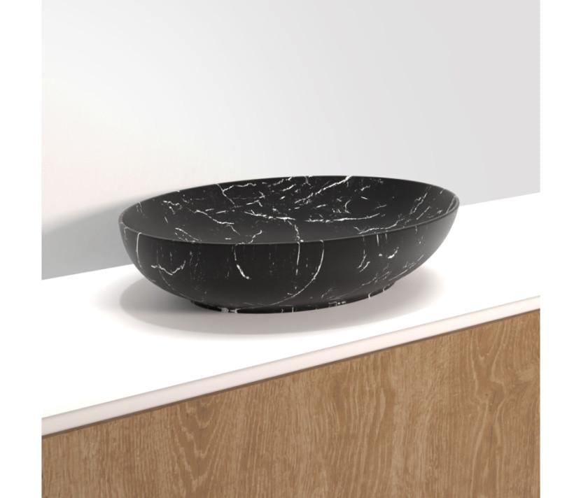 Раковина на стільницю RIHO Livit Marble Bowl з донним клапаном 39,5х52 см Black matt (W031004M01 + 215383)