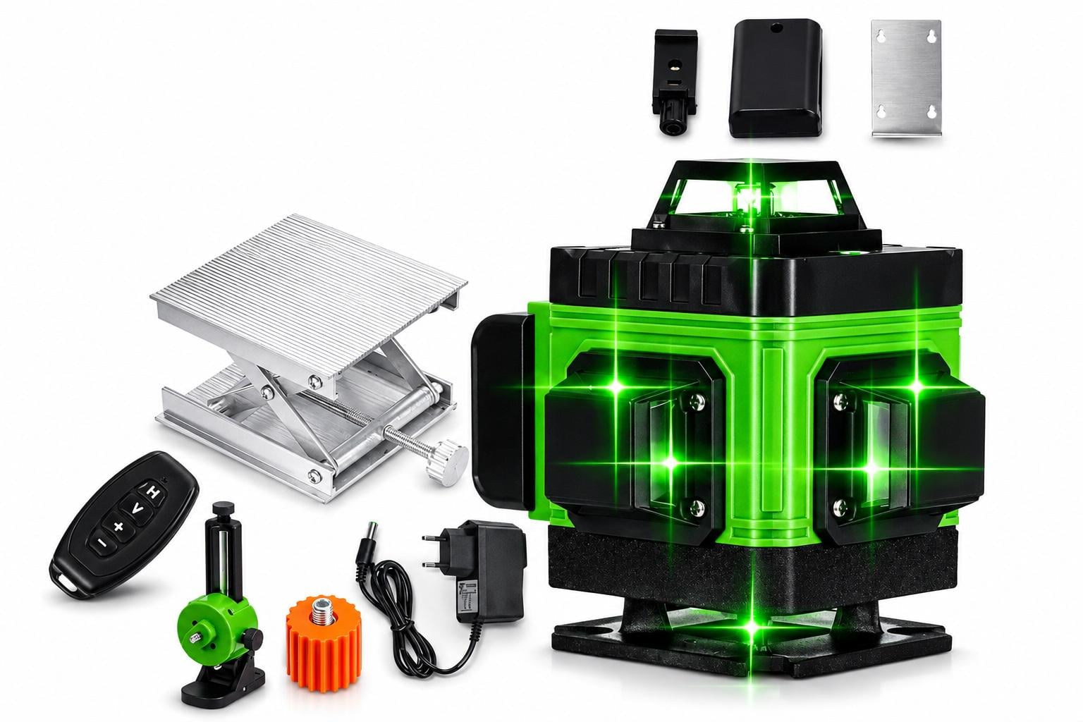 Нивелир Laser Level 4D 2 аккумулятора 16 линий Зеленый луч в сумке Зеленый (376366)