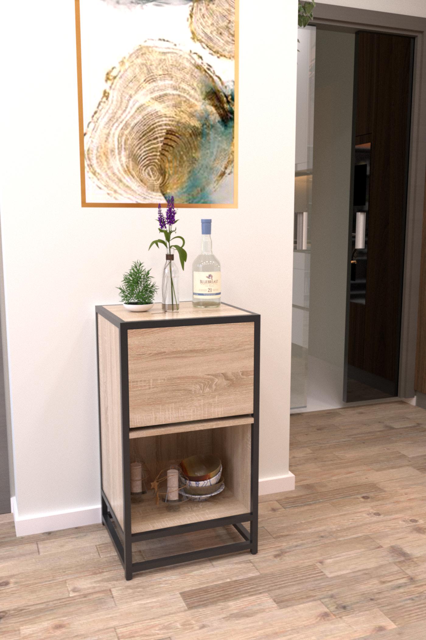 Тумба EcoLoft Скавелла DSP-1270-6 в стилі лофт Дуб Сонома (29820987) - фото 2 Тумба EcoLoft Скавелла DSP-1270-6 в стилі лофт Дуб Сонома (29820987) - фото 2