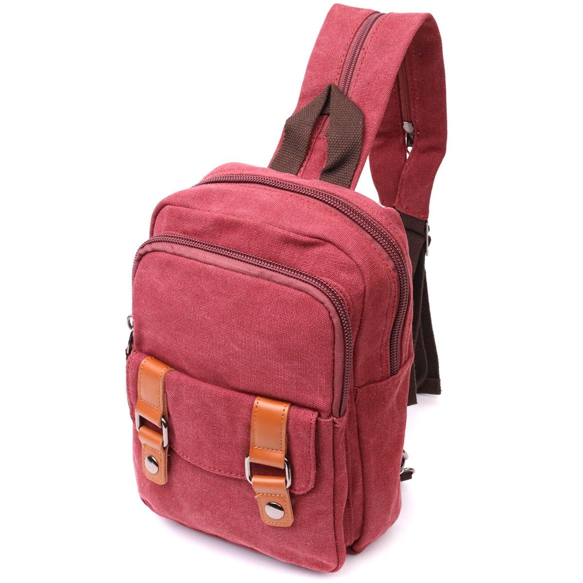 Сумка-рюкзак Vintage Backpack 22164 из плотного текстиля 2 отделения Бордовый