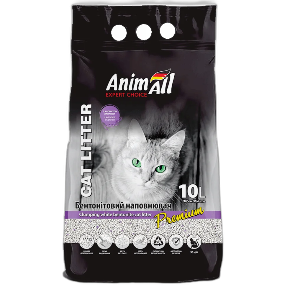 Наполнитель бентонитовый AnimAll Premium Lavender с ароматом лаванды для кошек 10 л (37463450)