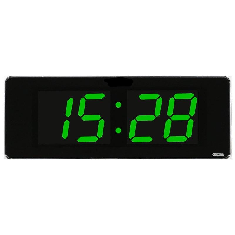 Электрические настольные часы EL-3513 с LED подсветкой зеленые цифры Серый