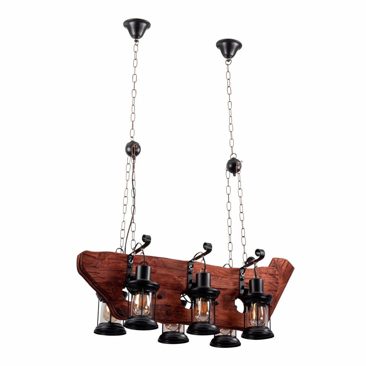 Люстра Sirius в форме деревянного корабля под шесть ламп Е27 Коричневый (H691-6) Люстра Sirius в форме деревянного корабля под шесть ламп Е27 Коричневый (H691-6)