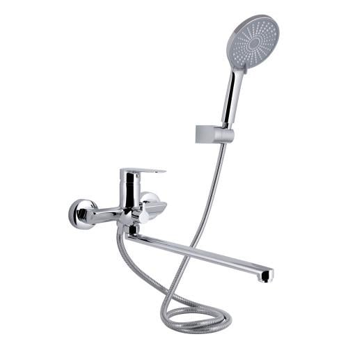 Смеситель для ванны Q-tap Leo с длинным поворотным изливом и душевой гарнитурой Chrome (QTVLEO2601CRM45562)