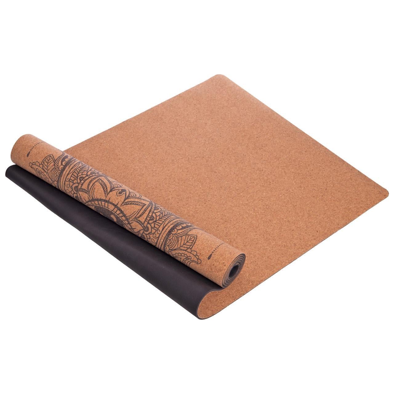Коврик для йоги пробковый каучуковый Yoga mat Record FI-7156-6 с принтом 183x61x0,4 cм Хамса Коричневый (2532859733)