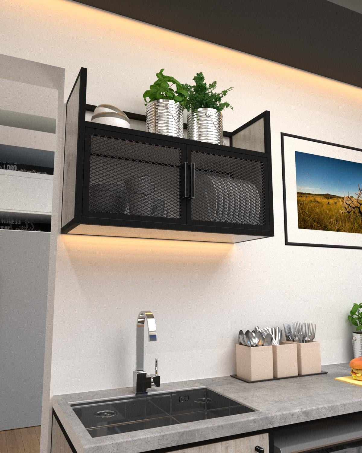 Шафа кухонна настінна EcoLoft Монделло DSP-1443-2 в стилі лофт Дуб Кортона (DSP-1443-2)