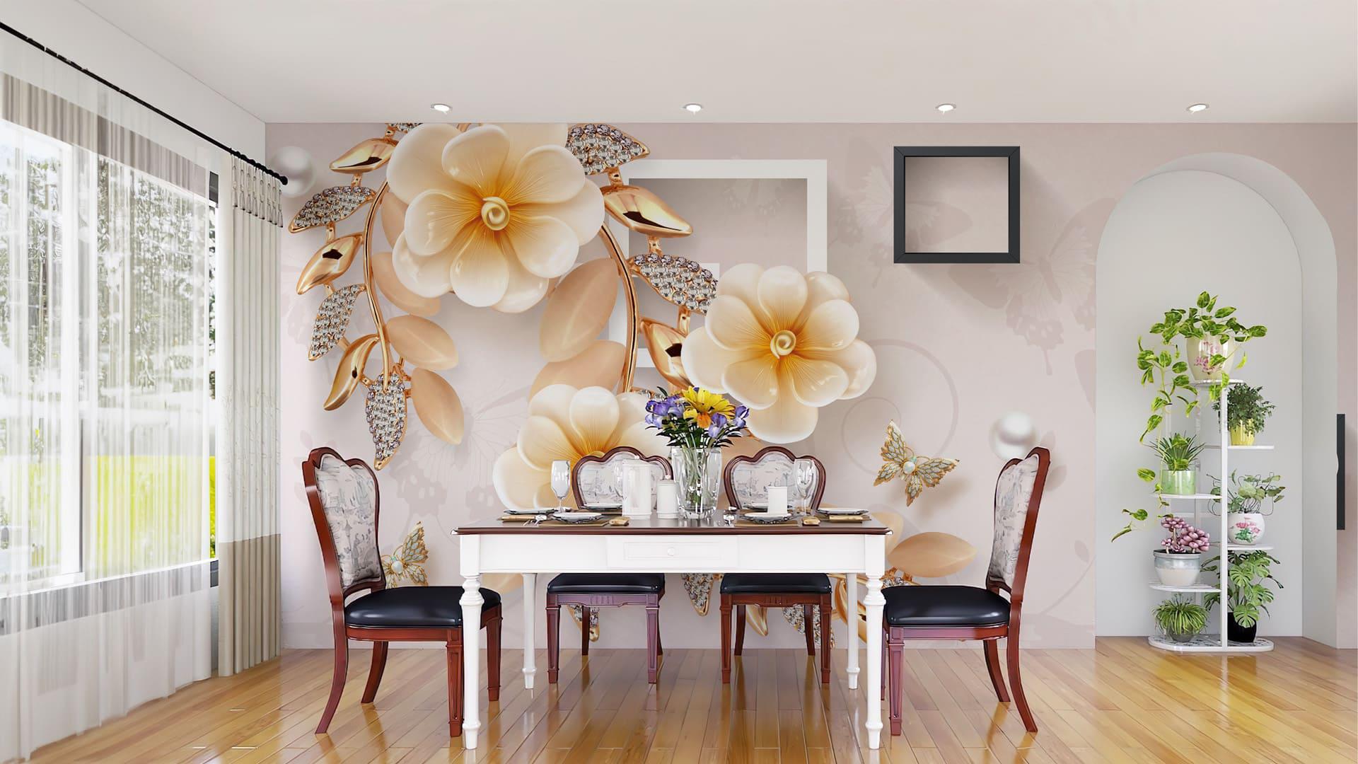 Фотообои флизелиновые Styleo Print-walls Золотая флора 0731 300х200 см (Pw-0731)