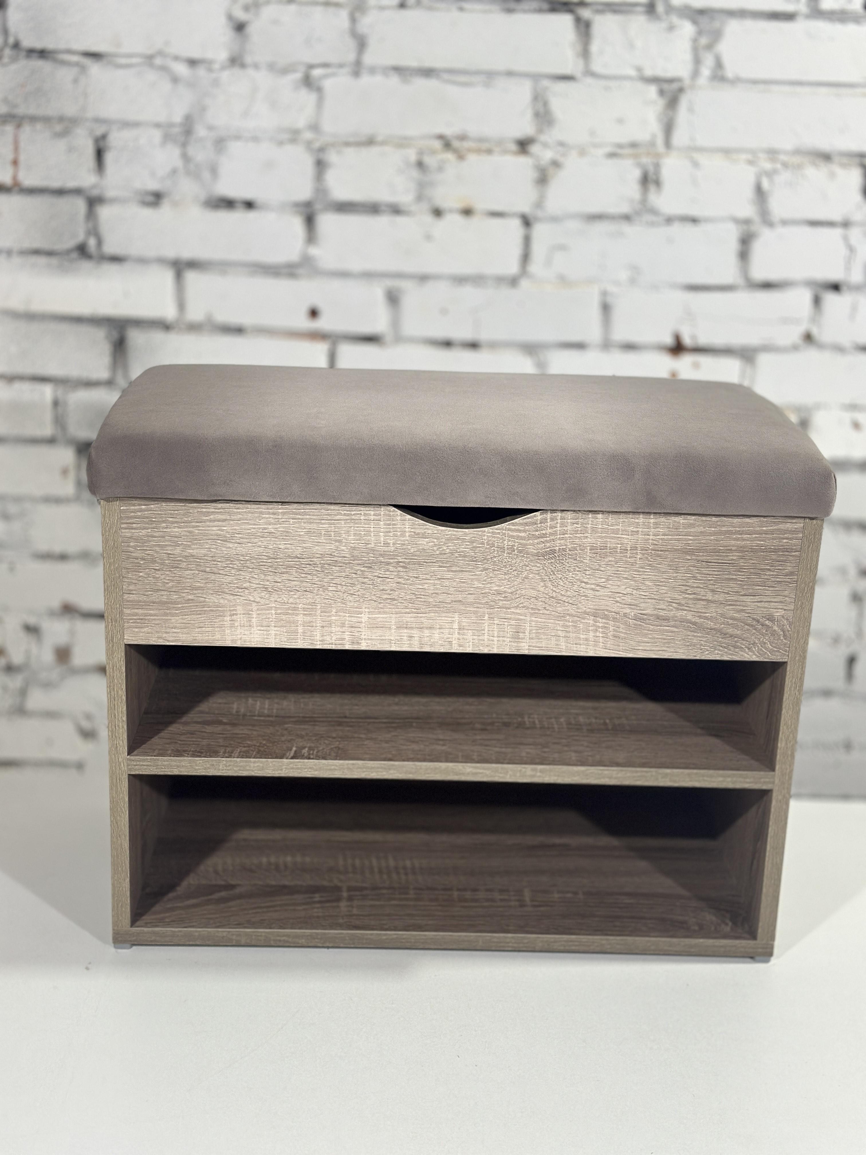 Тумба для обуви ДСП/ткань 30х60х45 см Сонома трюфель/Капучино - фото 2