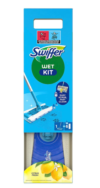 Швабра для прибирання Swiffer з 6 вологими серветками Блакитний (3080292162)