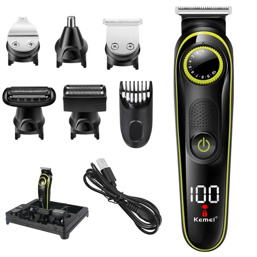 Машинка для стрижки аккумуляторная Kemei KM-696 5в1 с бритвой и триммером 5 W Black (3_04402)