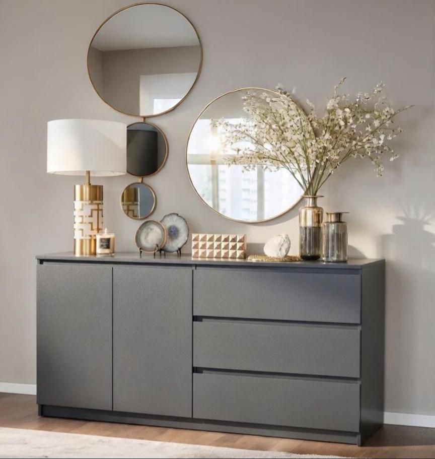 Комод Мастер Форм Брайт правосторонний 1580х376х730 мм Антрацит (20205)