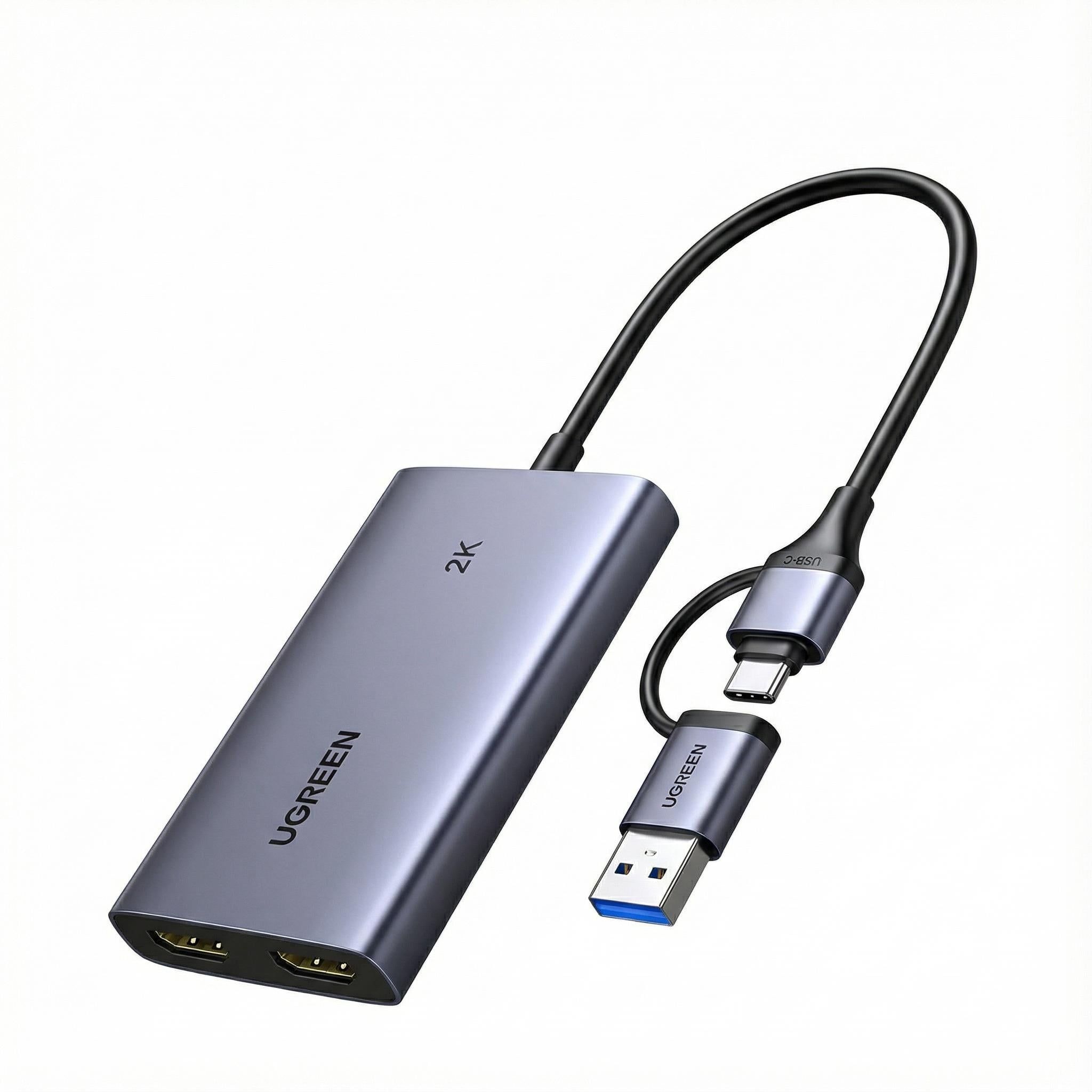 Карта видеозахвата для стриминга Ugreen CM726 HDMI USB-A Type-C 4K Темно-серый (25773)