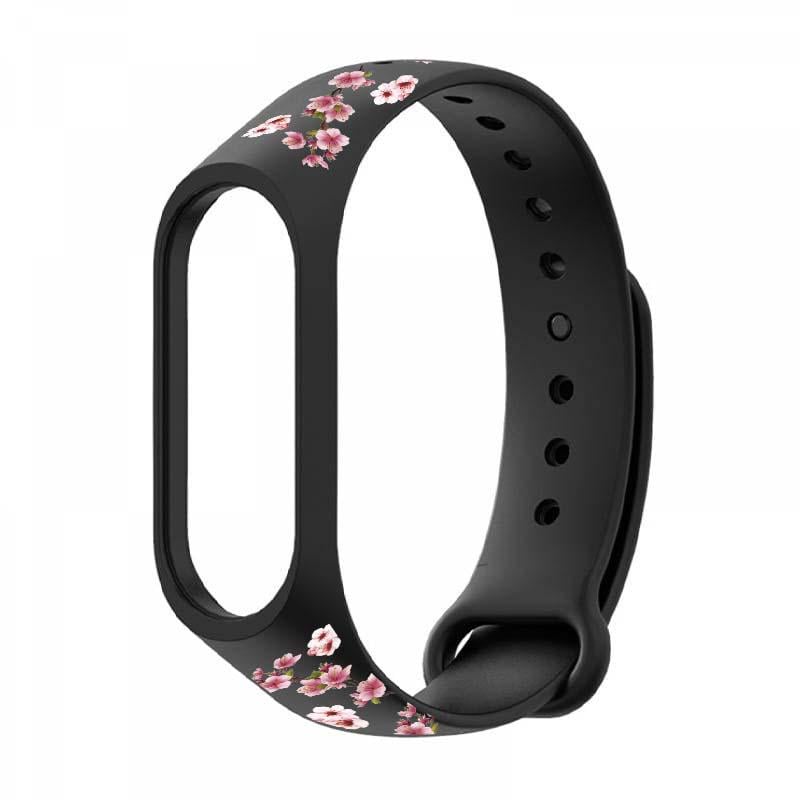 Силиконовый ремешок для Xiaomi Mi Band 3/4 с дизайнерским принтом "Рожева сакура" (9575320) - фото 3