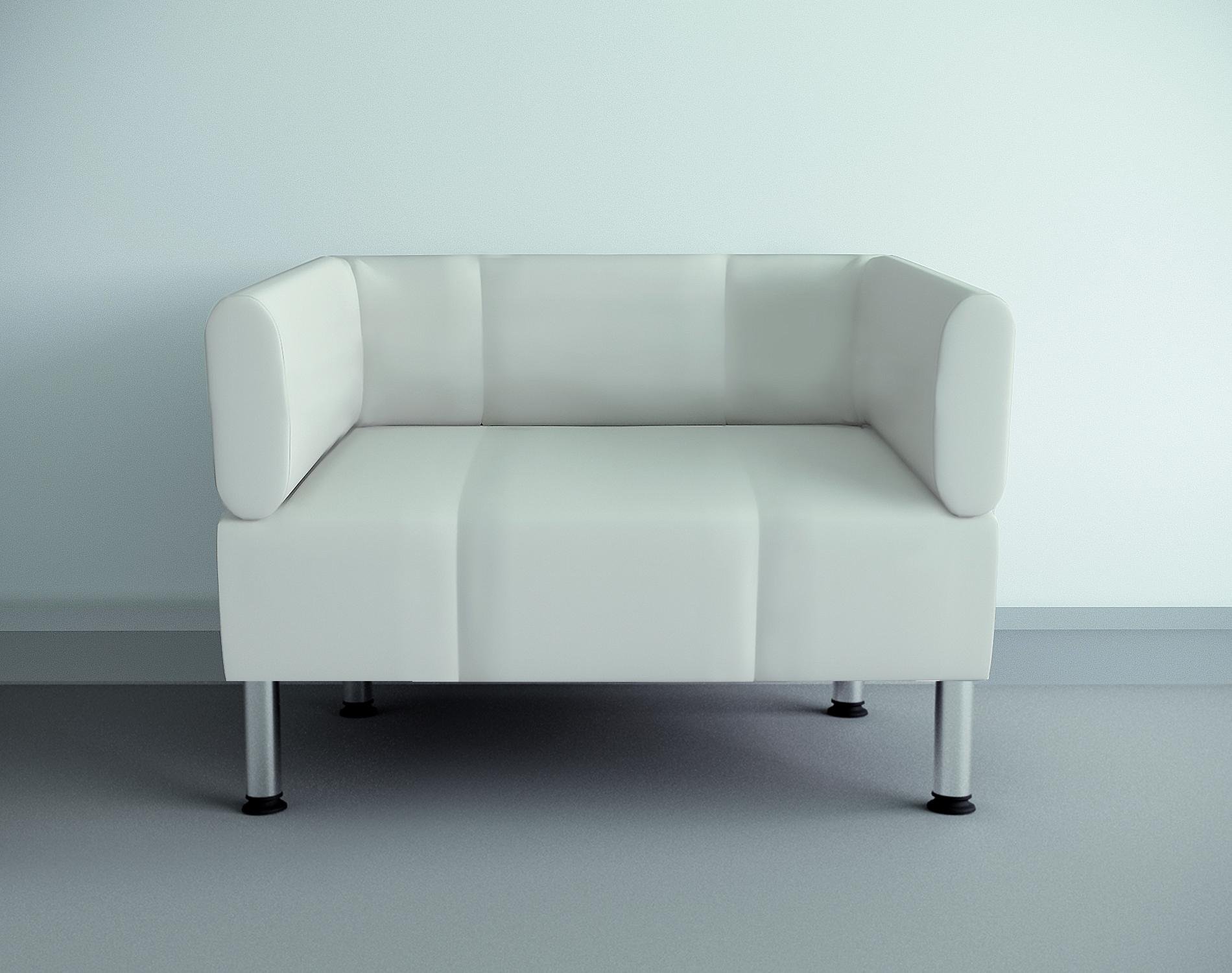 Крісло офісне ТОБІ ШО Бенно-1 з підлокітниками та прямою ногою шкірзам 1000х720х750 мм Білий (2300)