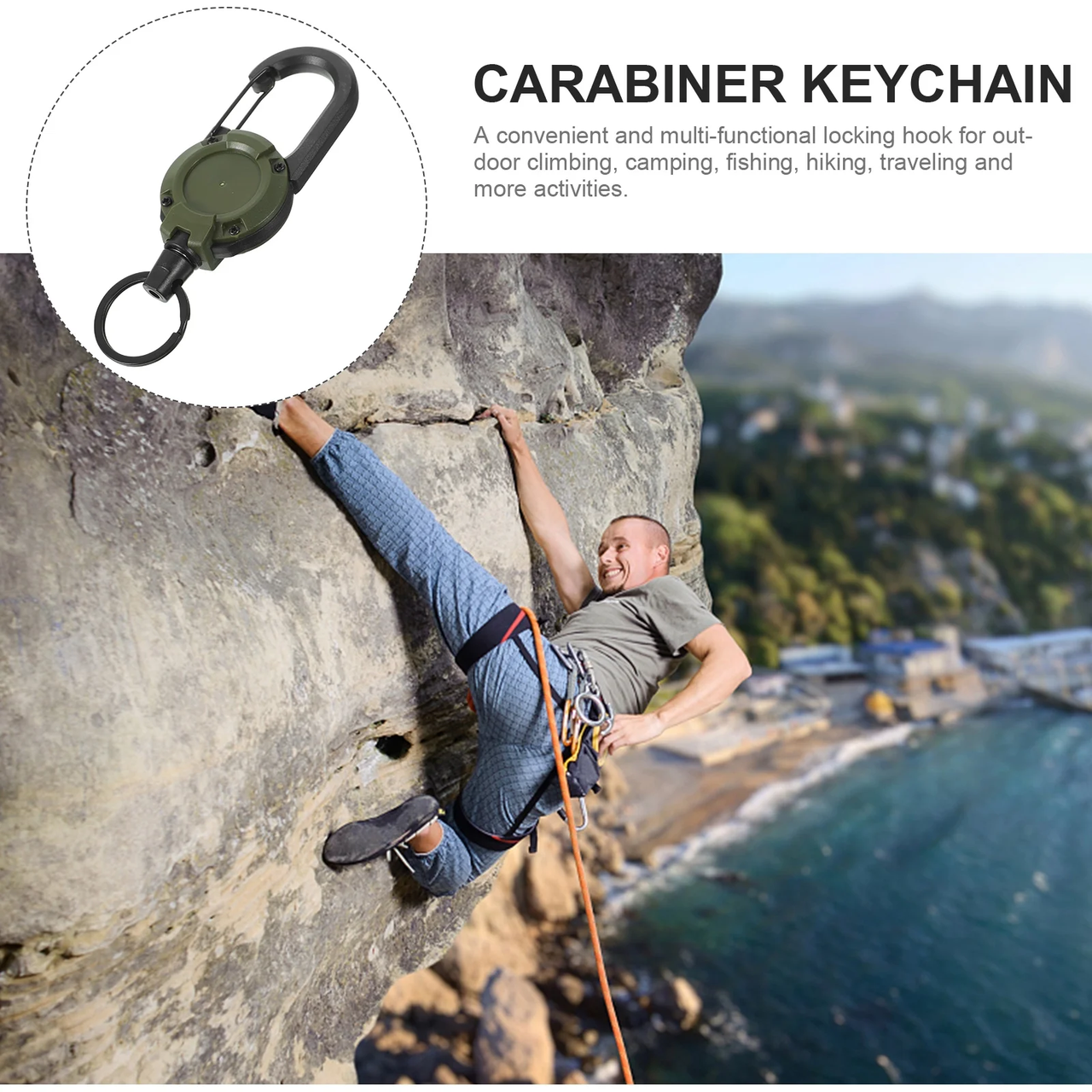 Карабин выдвижной с тросом 60 см Зеленый (2448385845) - фото 5