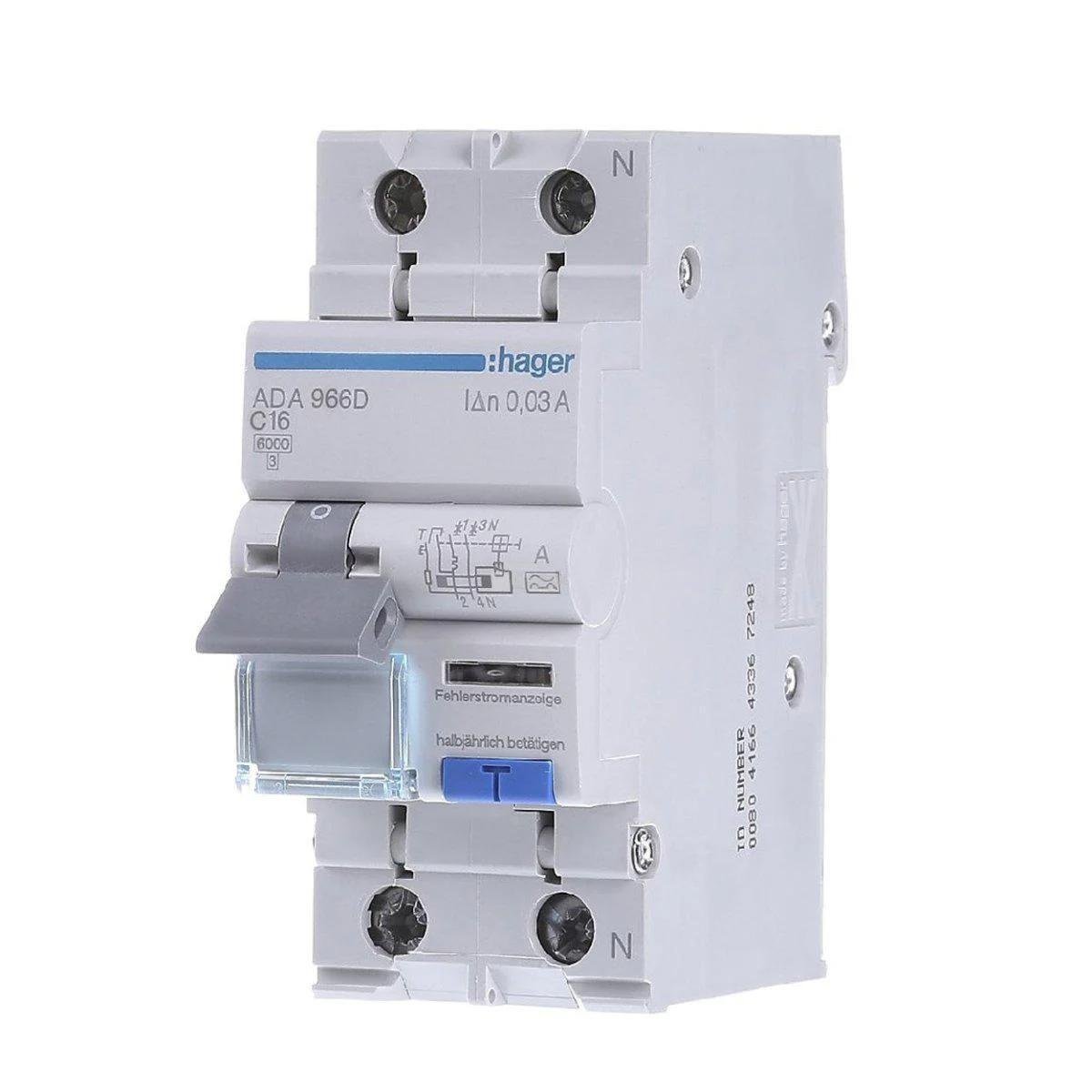 Диференційний автоматичний вимикач Hager ADA966D (ADA966D)