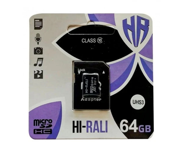 Карта пам'яті Hi-Rali MicroSDXC&Adapter UHS-3 Class 10 64Gb Black