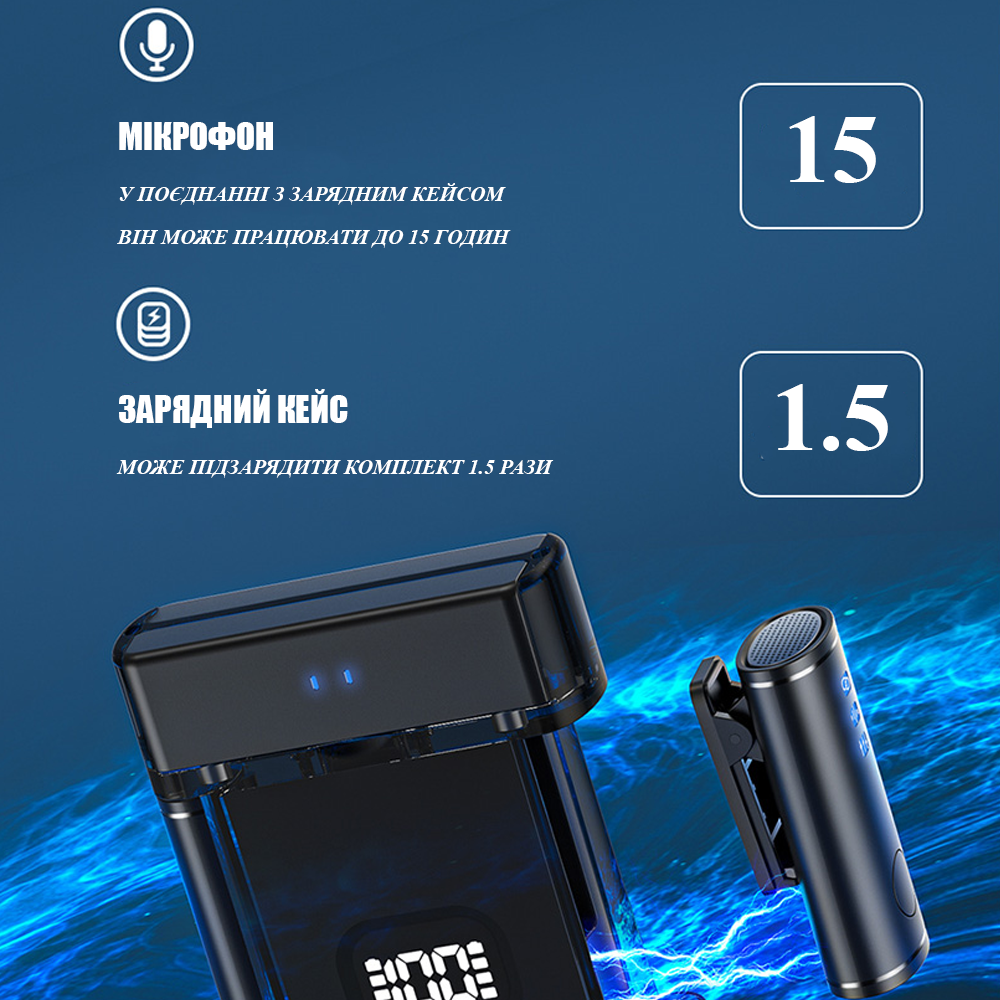 Микрофон петличный беспроводной Savetek M5 2в2 для телефонов Android и iPhone с двумя адаптерами Lightning и Type-C - фото 9