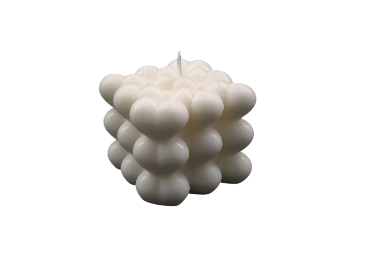 Свеча фигурная Сердечка из натурального соевого воска 5,5 см 120 г Бежевый (SVH-116)