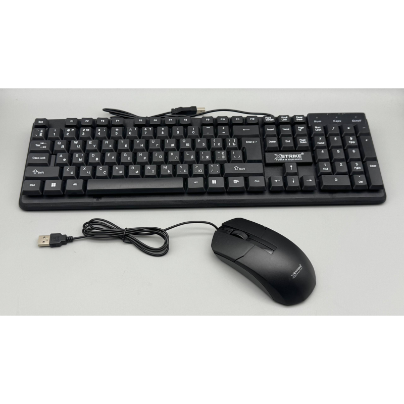 Комплект клавиатуры и мыши XSTRIKE X-1012 OFFICE USB UA/RU/ENG Черный (PH01007)