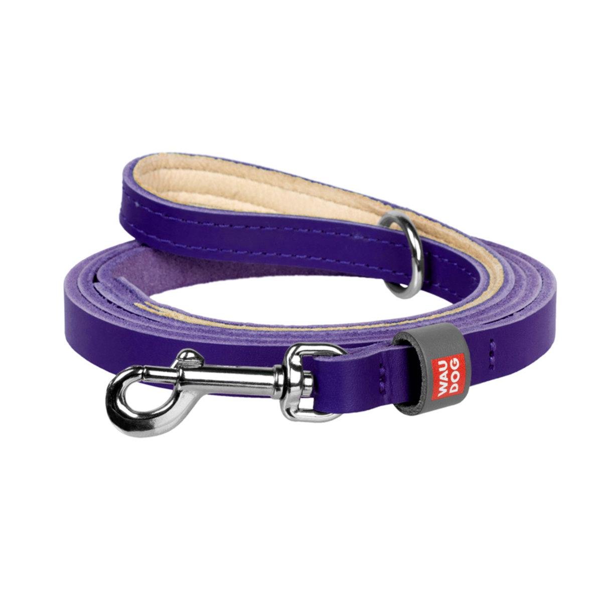 Поводок для кошек/мелких собак кожаный Waudog Classic XXS/XS 12 мм х 122 см Фиолетовый (60329 Col)