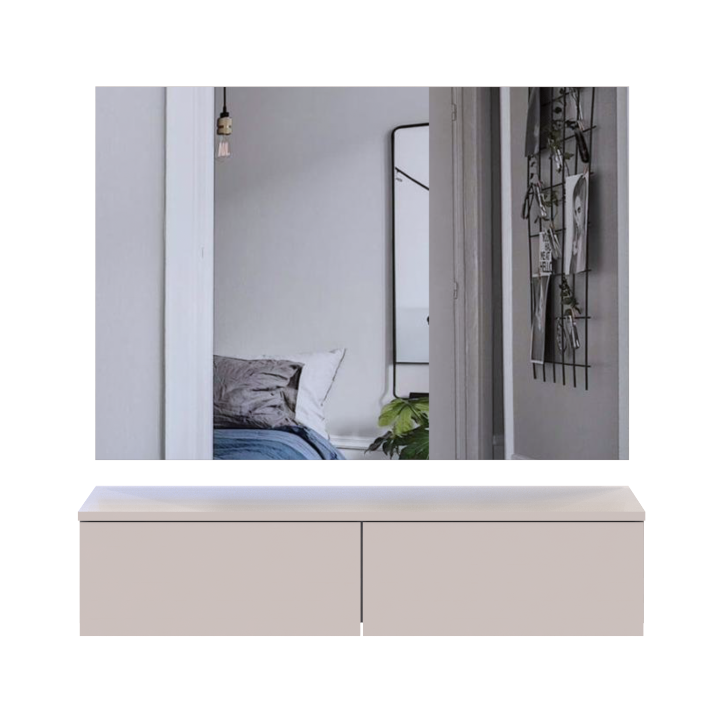 Тумба та дзеркало Doros Левія 100х32х100 см Кашемір (42005237) - фото 4 Тумба та дзеркало Doros Левія 100х32х100 см Кашемір (42005237) - фото 4