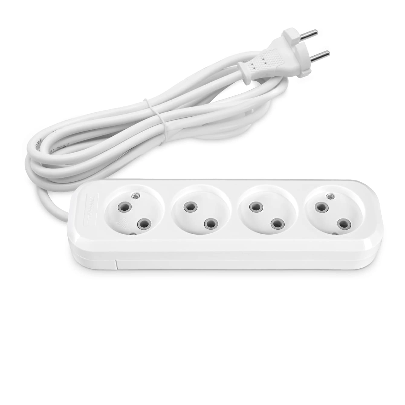 Подовжувач мережевий TITANUM STANDARD без заземлення 4 гнізда 3 м 2x1 мм Білий (TF-ES410-3W) Подовжувач мережевий TITANUM STANDARD без заземлення 4 гнізда 3 м 2x1 мм Білий (TF-ES410-3W)