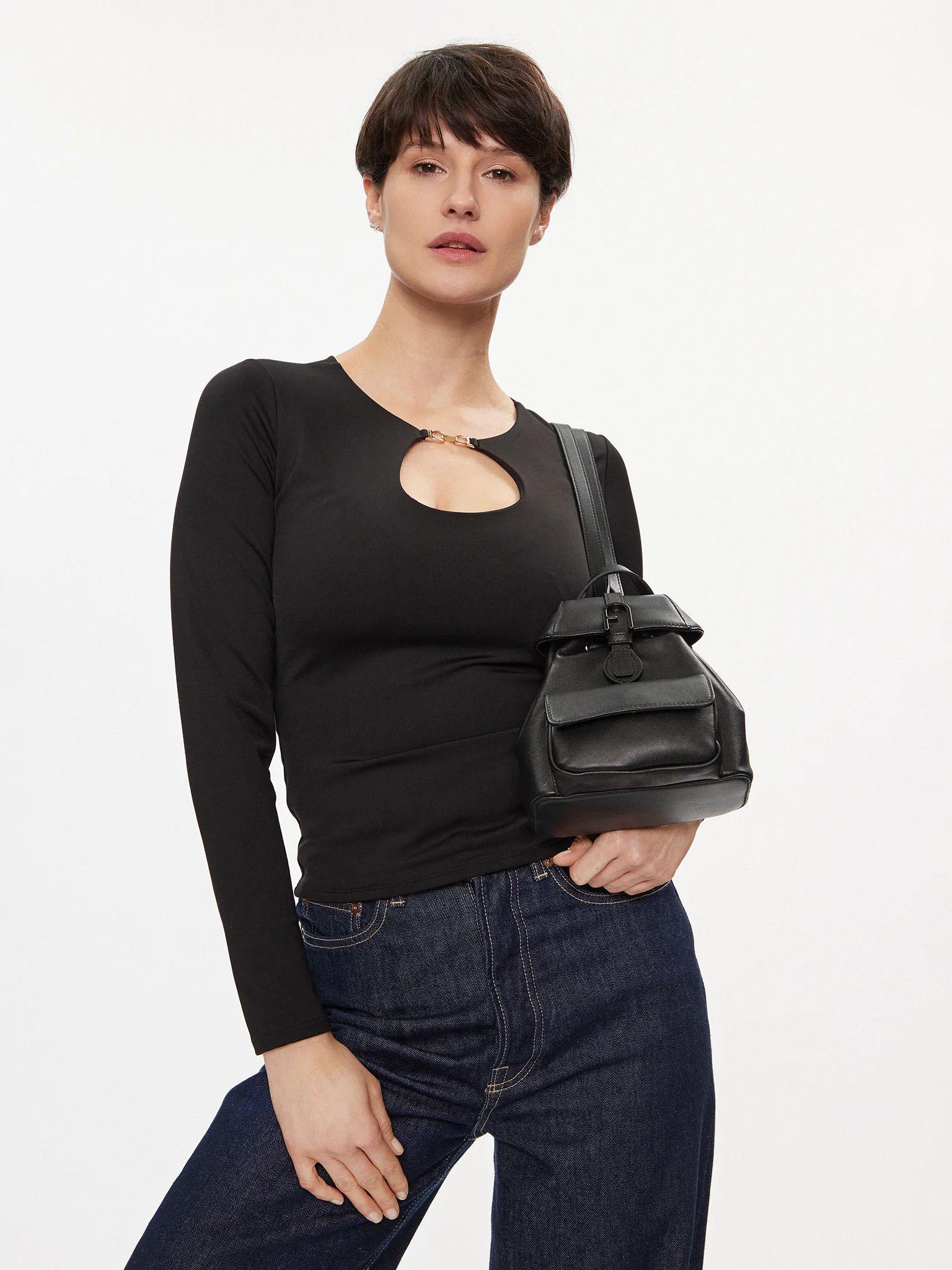 Рюкзак жіночий з натуральної шкіри Furla Flow Mini Backpack Чорний - фото 6 Рюкзак жіночий з натуральної шкіри Furla Flow Mini Backpack Чорний - фото 6