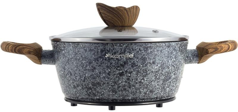 Набір кухонного посуду Kamille Grey Marble 12 пр. литий алюміній (KM-4440) - фото 3 Набір кухонного посуду Kamille Grey Marble 12 пр. литий алюміній (KM-4440) - фото 3