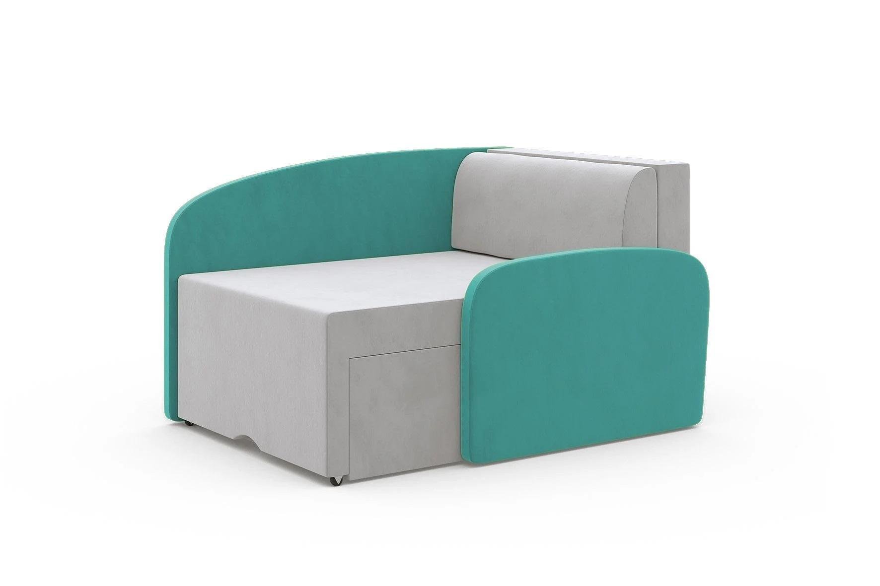 Диван-міні розкладний Viorina-Deko Etna Smile 05 ЛДСП/ тканина Бірюзовий/Білий Диван-міні розкладний Viorina-Deko Etna Smile 05 ЛДСП/ тканина Бірюзовий/Білий