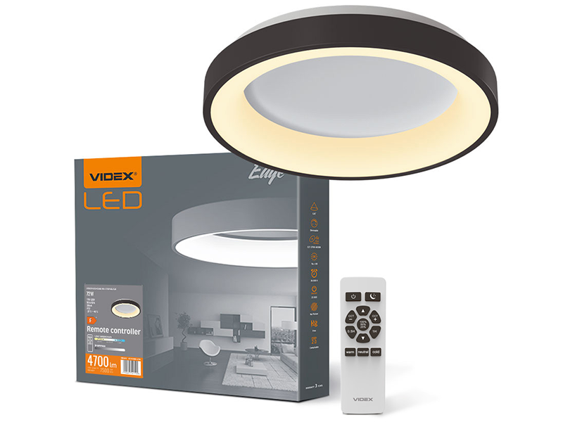 Світильник світлодіодний накладний Videx EDGE-RC-72W круглий 2700-6000K Black (VLE-ERC-72B)