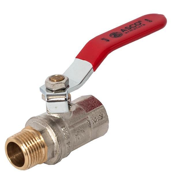 Кран шаровой ASСO 1/2" ЗВ PN40 ручка с проточкой Красный (RS-NP-RН11) Кран шаровой ASСO 1/2" ЗВ PN40 ручка с проточкой Красный (RS-NP-RН11)