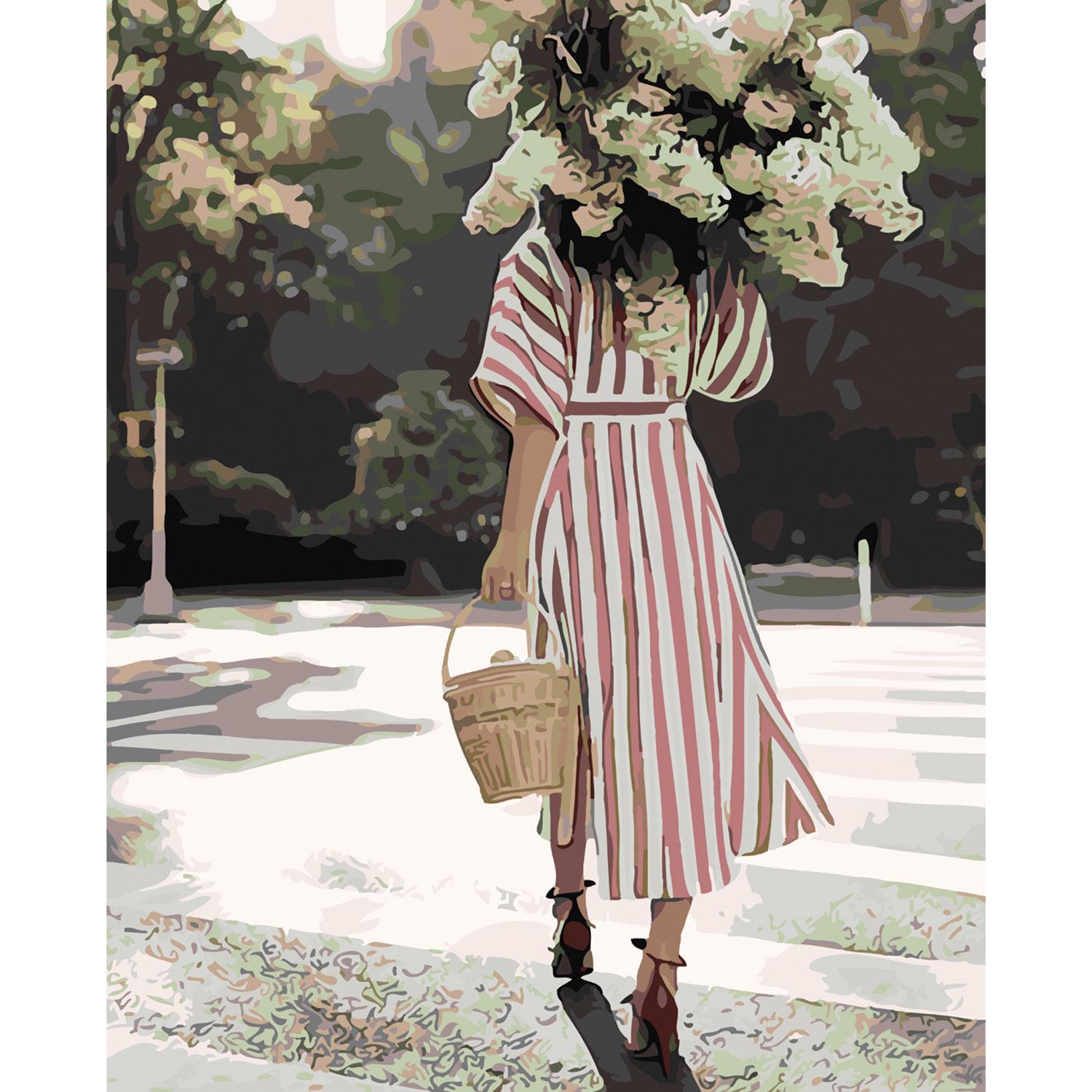 Картина по номерам Strateg Премиум Девушка с сиренью с лаком 40х50 см (SY6059)