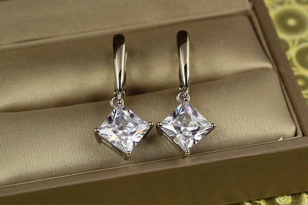 Серьги подвески Xuping Jewelry Ромбики 3 см Серебристый (1878180246)