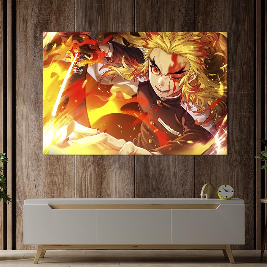 Настінний декор картина на холсті для інтер’єру Кеджуро Ренгоку в Обіймах Полум'я 120x80 см (723-1)