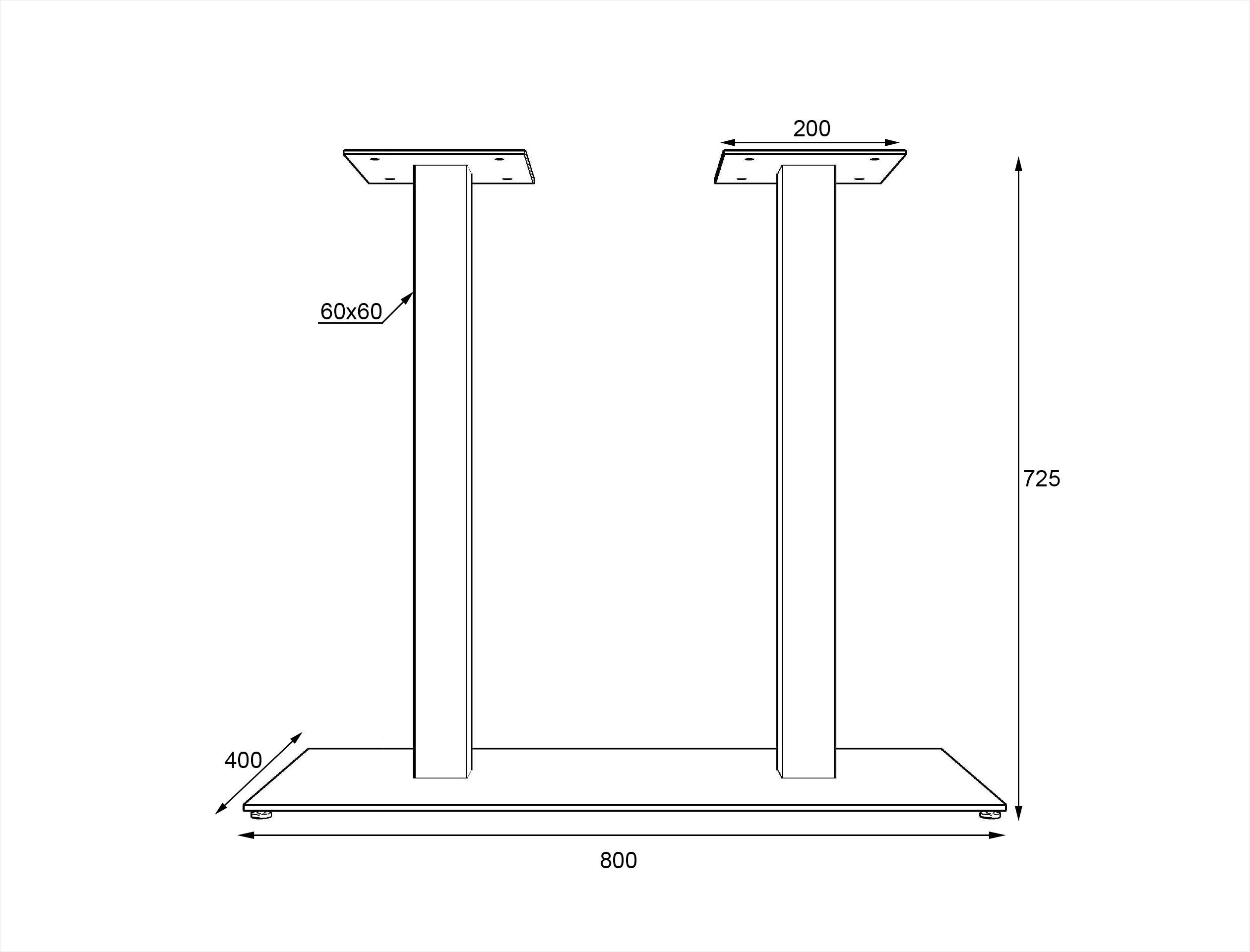 Опора для столу подвійна Lofty Серія 5 із металу пластина 800х400 мм Чорний - фото 2