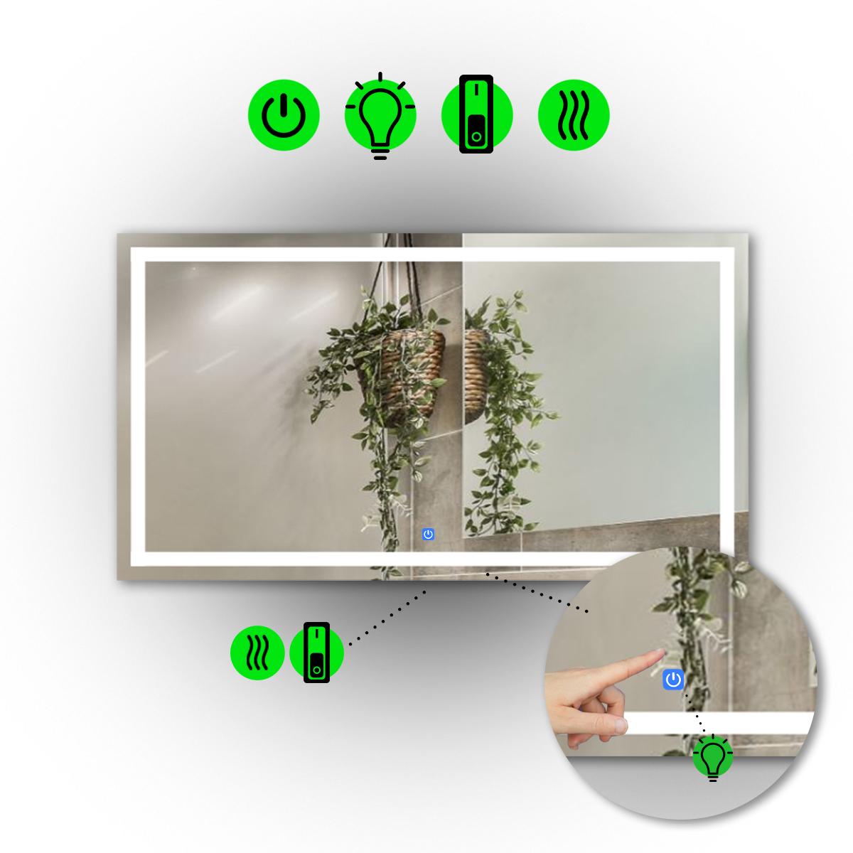 Зеркало с LED подсветкой Karnet с сенсорным и механическим включателем и подогревом 80x60 см (Karnet/800x600/1191/2/1) Зеркало с LED подсветкой Karnet с сенсорным и механическим включателем и подогревом 80x60 см (Karnet/800x600/1191/2/1)