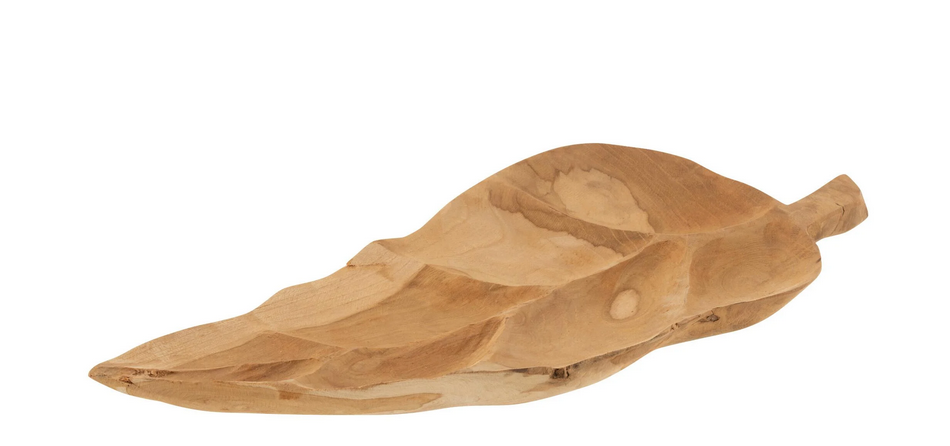 Блюдо J-LINE фігурна з натурального дерева у формі листа 52 см