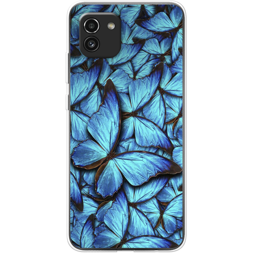 Чехол BoxFace Samsung Galaxy A03 (A035) лазурные бабочки Прозрачный силикон (44031-up1550-44031)