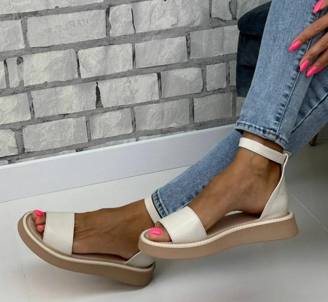 Босоножки женские натуральная кожа р. 38/24,5 см Бежевый (48709)