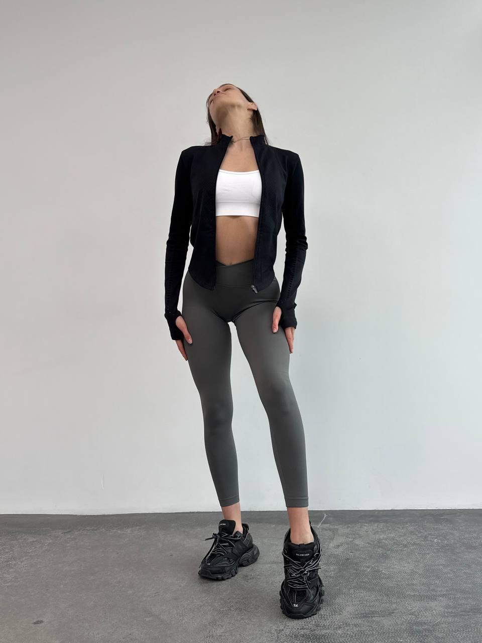 Леггинсы с V-поясом и эффектом пуш-ап M Серый (SQ08M)