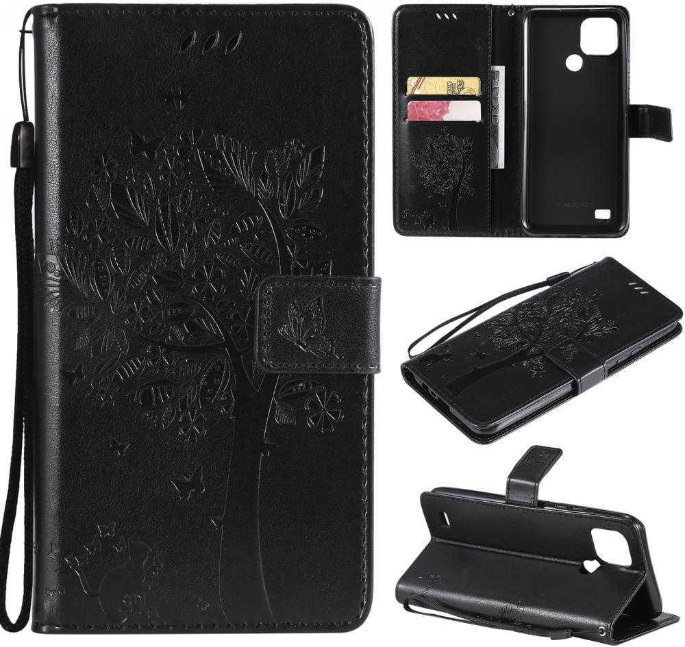 Чехол книжка Realme C21 (чехол кот и дерево) Black (30371-2B)