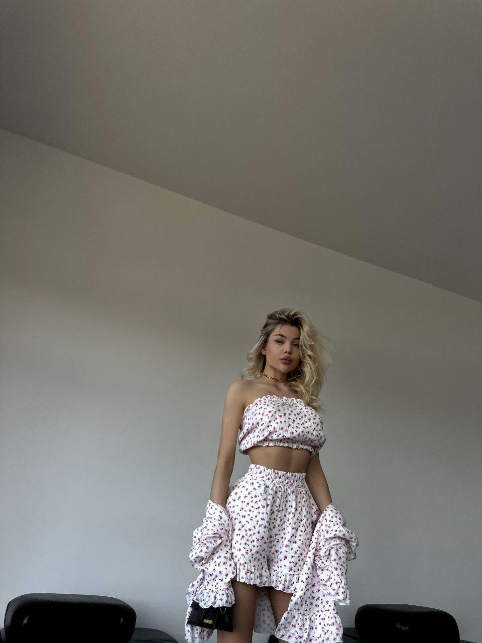 Костюм женский муслин р. 42-46 Бело-красный (ПВ23-7166/Д) - фото 8 Костюм женский муслин р. 42-46 Бело-красный (ПВ23-7166/Д) - фото 8