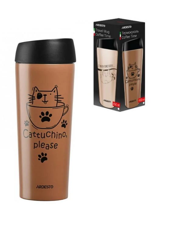 Термочашка Coffee time Cat Ardesto AR2645DMM 450 мл (1281663705) - фото 1 Термочашка Coffee time Cat Ardesto AR2645DMM 450 мл (1281663705) - фото 1